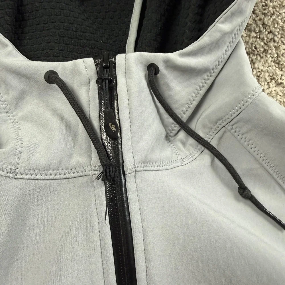 Vintage Nike Hoodie Mens Large Gray Full Zip Sportswear Jacket Waffle Lined Y2K